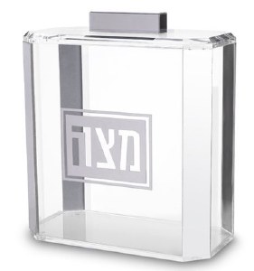 Picture of Lucite Square Matzah Box Mirror Corners Silver Square Accent 10"